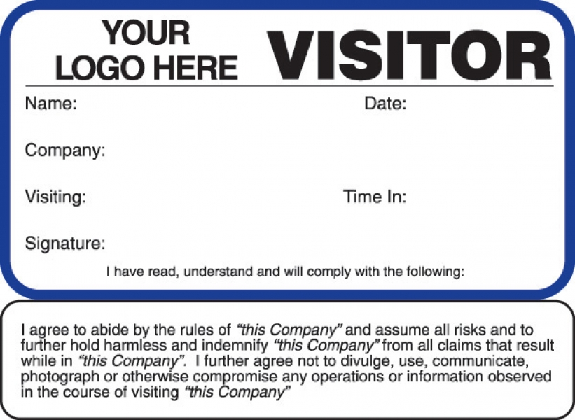 Visitor Pass Registry Book Custom NonExpiring Badges with Sign Out