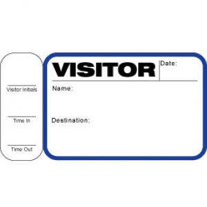 Side Sign-Out Visitor Pass ID Card With Blue Border (Pack of 500) Image 1