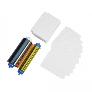 Zebra 106000-10L1 Media Kit - 400 24mil PVC Cards with 1 Slot & YMCO Ribbon - ZC10L Image 1