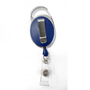 Premium Dual Clip Blue Carabiner Badge Reel with Clear Vinyl Strap (Pack of 50) Image 1