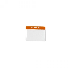 Horizontal Badge Holder with Orange Bar, Data/Credit Card Size (pack of 100) Image 1