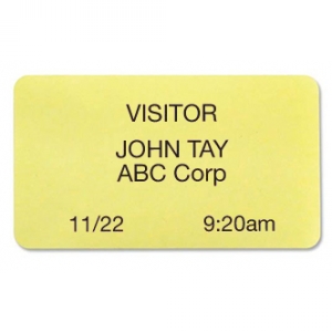 TEMPbadge 04084 - Yellow Adhesive Non-Expiring Thermal Printable Badge (Qty. 1000) Image 1