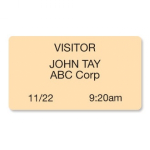 TEMPbadge 04083 - Peach Adhesive Non-Expiring Thermal Printable Badge (Qty. 1000) Image 1