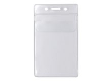 Vertical Flap-Closing Vinyl Badge Holders - Credit Card Size (Pack of 100)