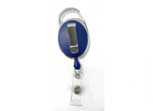 Premium Dual Clip Blue Carabiner Badge Reel with Clear Vinyl Strap (Pack of 50)