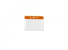 Horizontal Badge Holder with Orange Bar, Data/Credit Card Size (pack of 100)