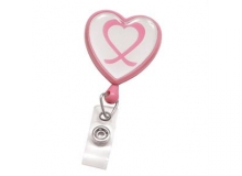 Pink Heart Breast Cancer Awareness Badge Reel - Pack of 100