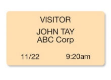 TEMPbadge 04083 - Peach Adhesive Non-Expiring Thermal Printable Badge (Qty. 1000)