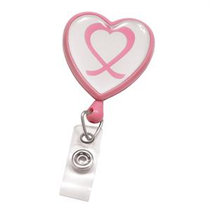 Pink Heart Breast Cancer Awareness Badge Reel - Pack of 100