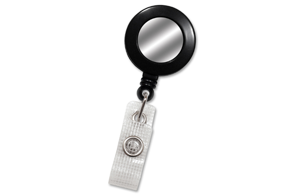 Black Badge Reel with Silver Sticker, Reinforced Vinyl Strap & Belt Clip  (pack of 50) - Avon Security Products