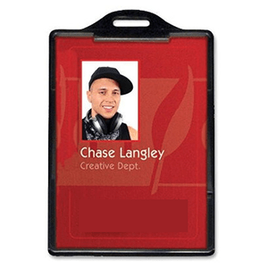 Vertical ID Card Holder - Plastic - (Pack of 100) - Black