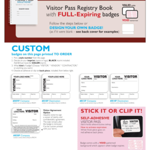 Custom Full-Expiring Visitor Badge Book with Sign Out - 809FC, 810FD, 813FC, 814FD, 820FC