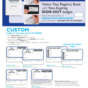 Custom Non-Expiring Visitor Book with Sign Out - 742C, 755D, 710C, 711D, 773FT, 782C
