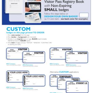 Cust Non-Expiring Visitor Book w/ Small Badges - 712C, 713D, 743C, 750D, 749C, 783D, 746/SUB, 714STU