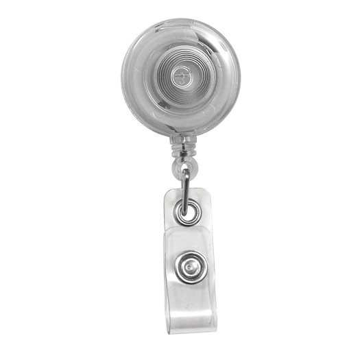 Clear Translucent Round Badge Reel with Strap and Slide Clip - Pack of 100