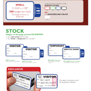 Stock Tab-Expiring Visitor Book with Small Badges - 805C, 806D, 811TEM, 811SUB