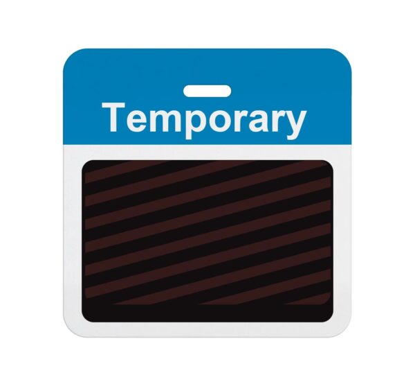 TEMPbadge T5938A - Slotted Expiring Badge Back with Printed Process Blue "TEMPORARY" Bar (Qty. 1000)