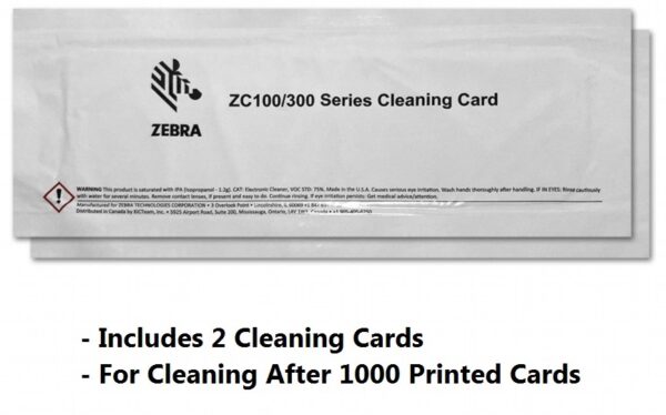 Zebra Cleaning Card Kit, ZC100/ZC300/ZC350, 2000 Printed Cards