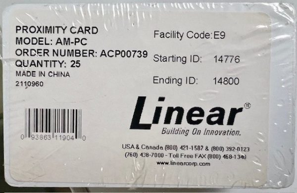 Linear AM-PC Proximity Card with Wiegand Format (Pack of 100) - Image 2