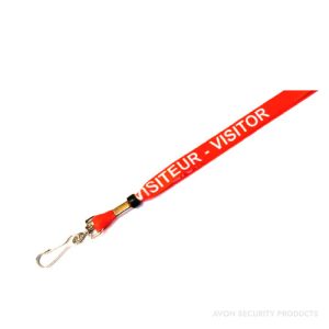 1/2in Light Red Breakaway Lanyards - Visitor - English and French