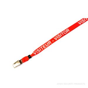 1/2in Light Red Breakaway Lanyards - Visitor - English and French